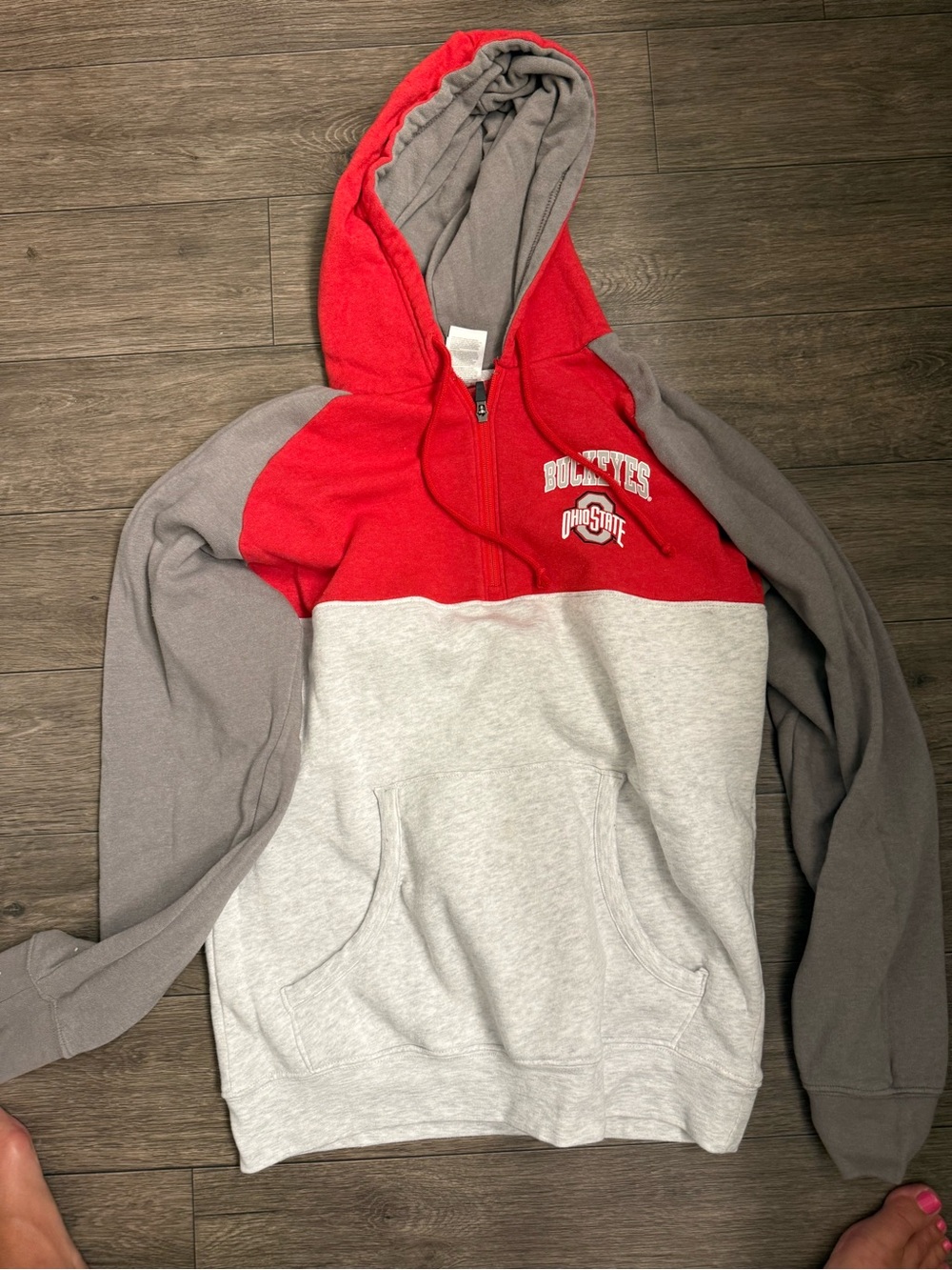 Pro Edge Red and Gray Zip Hoodie with Lettering
